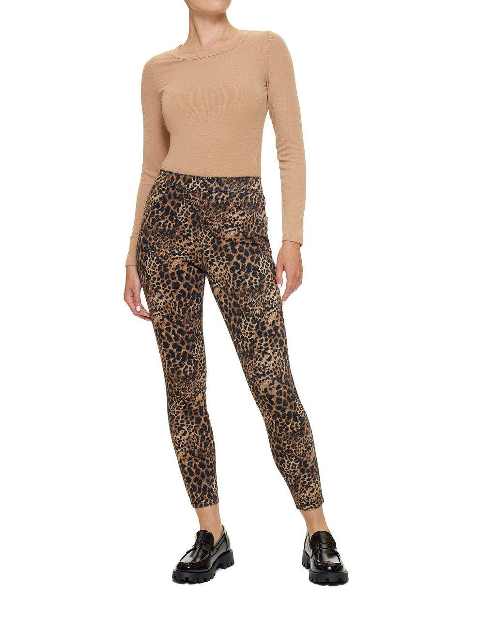 BLACK PU LEOPARD PRINT LEGGING - Fashion Book