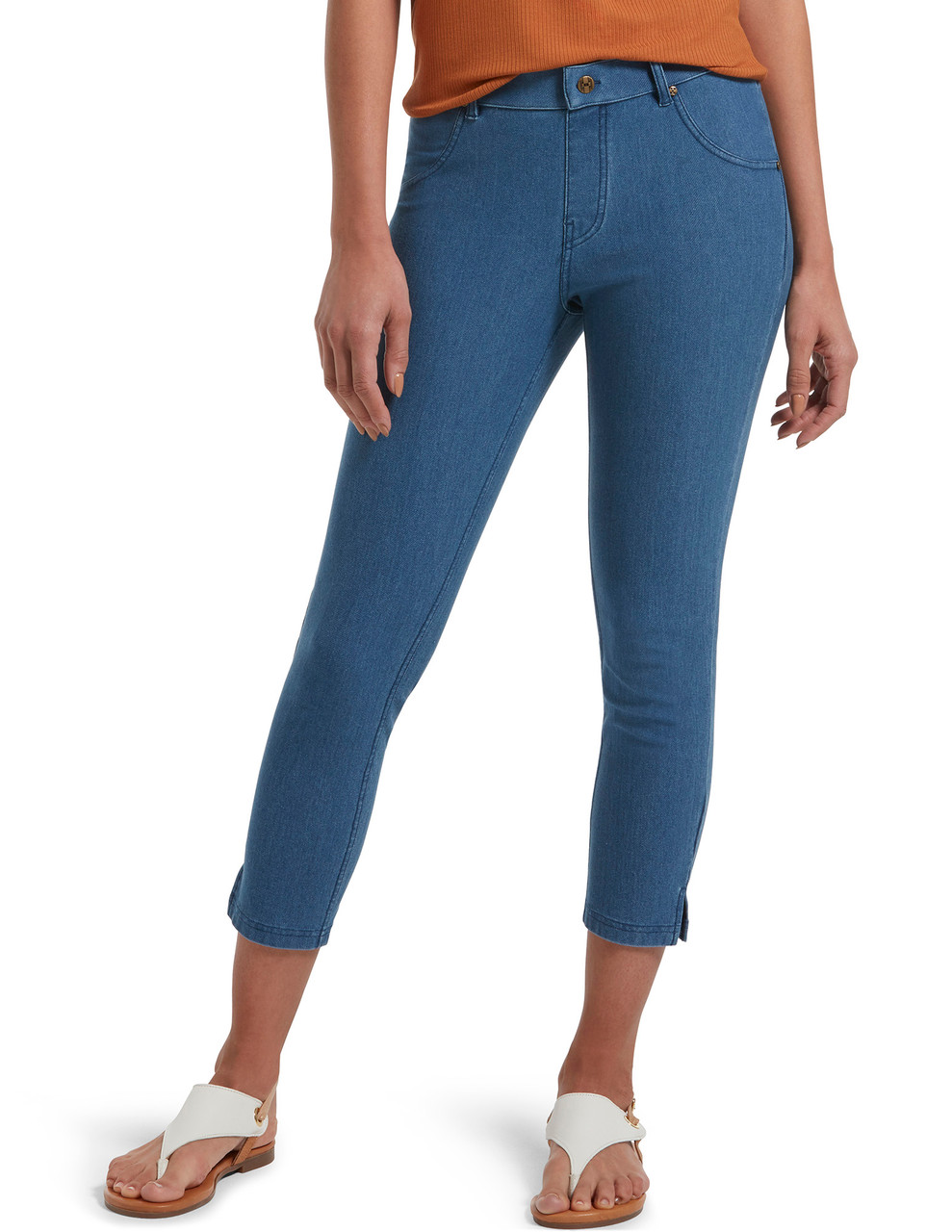 HUE Women's Ankle Slit Essential Denim Capri Palestine