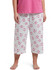 SleepWell Flamingals Capri Pajama Pant, White 1X