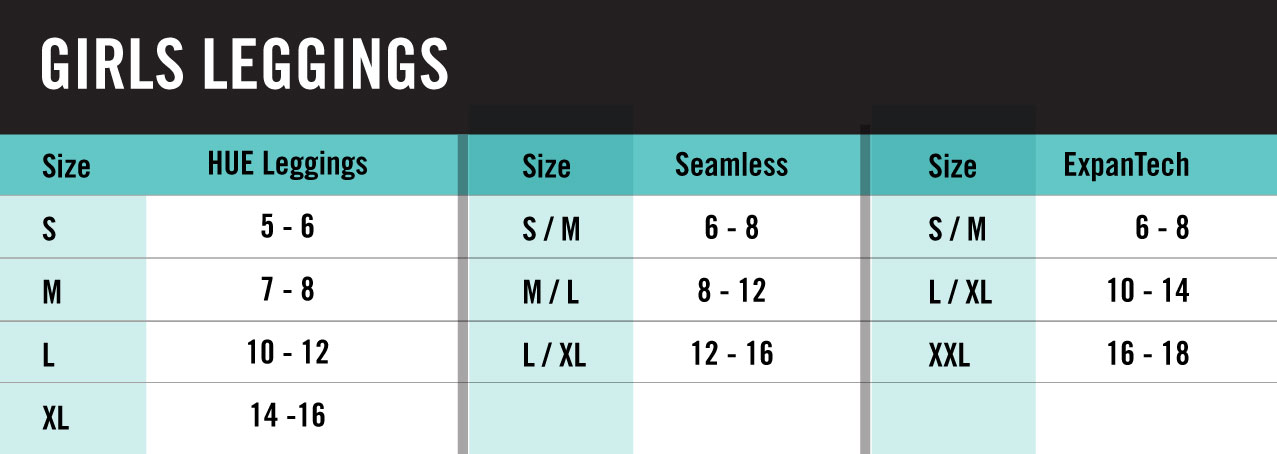 us girl size chart