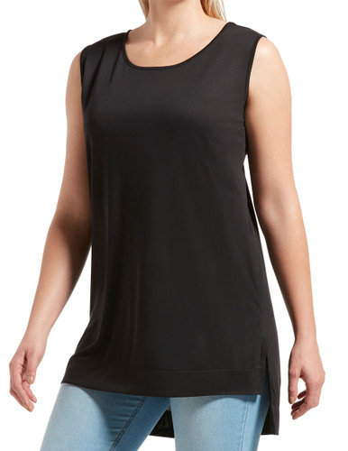 Women High Low Loose Tunnic Top (Black)