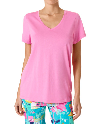 Solid Short Sleeve V-Neck PJ Tee | HUE