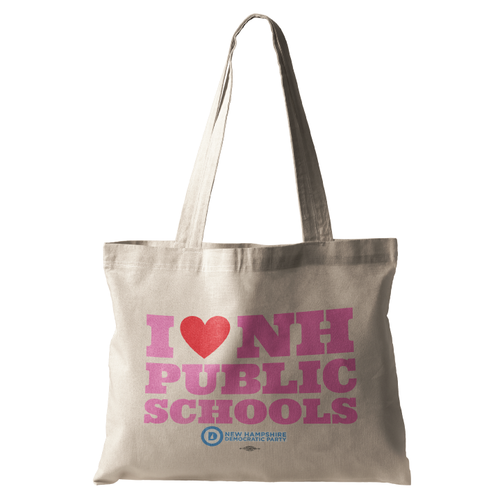 I Heart NH Public Schools - Pink Colorway (Natural Canvas Tote) I Heart NH Public Schools - Pink Colorway (Natural Canvas Tote)