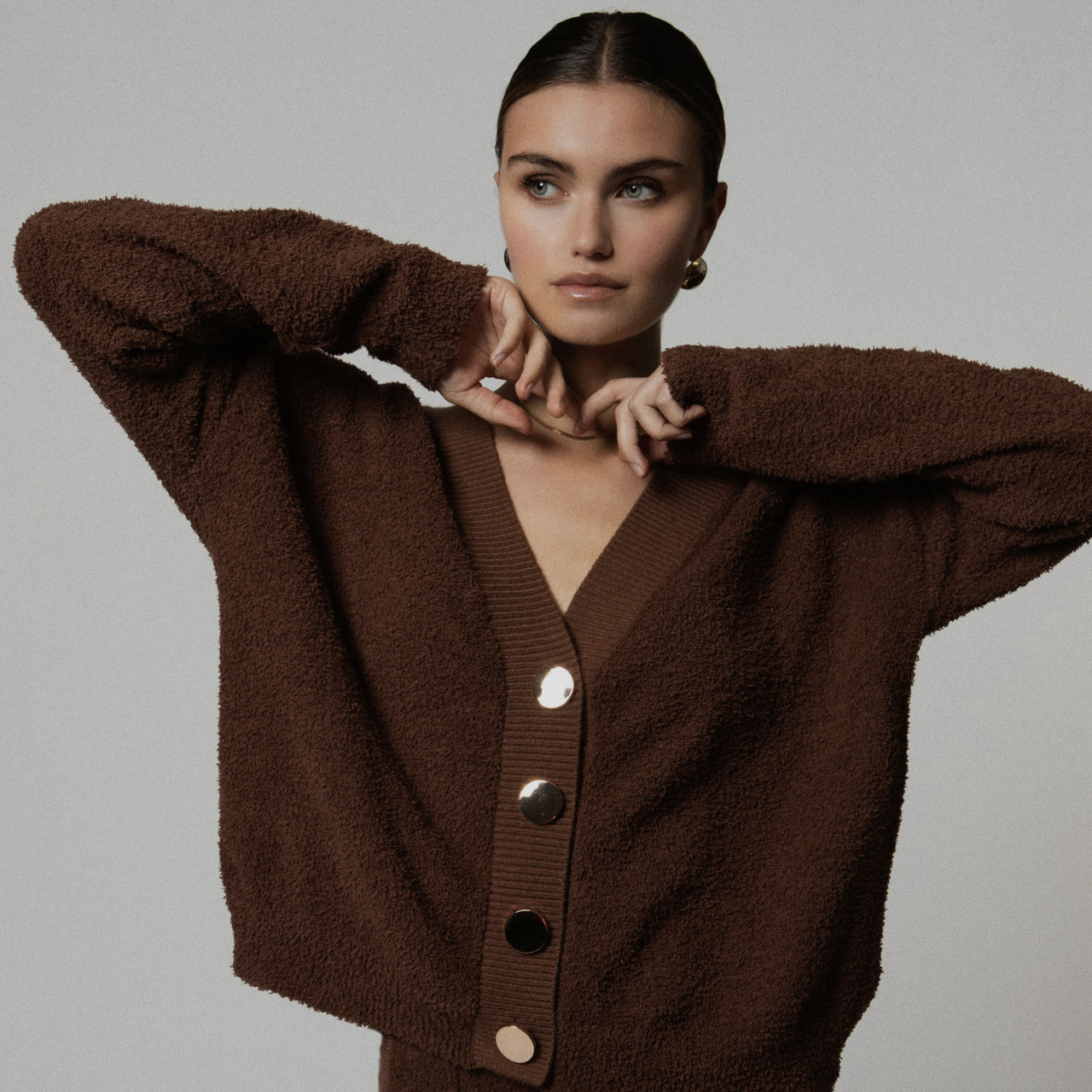 Teddy Cardigan - Brown - EllandEmm