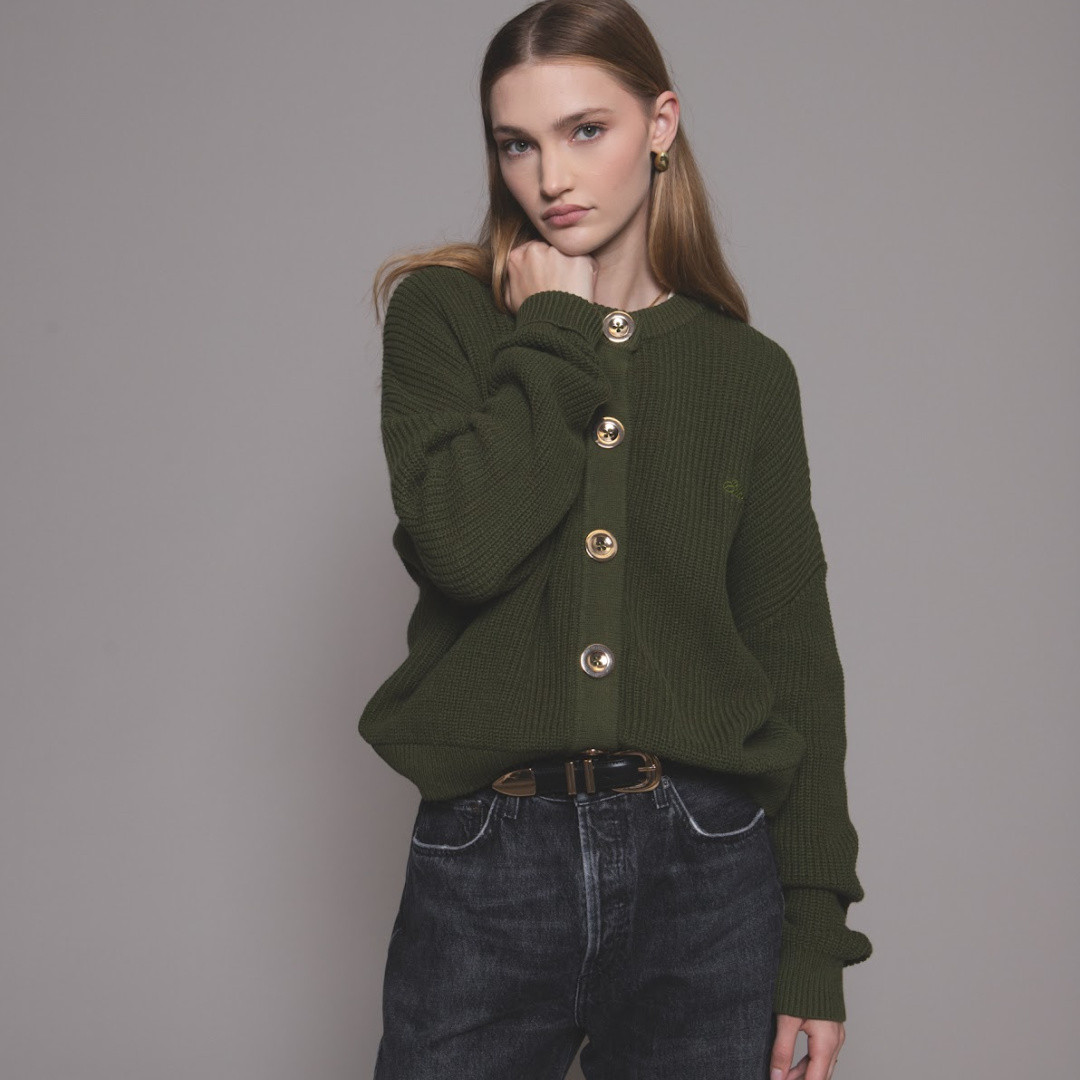 Mother Cardigan - Olive Green - EllandEmm