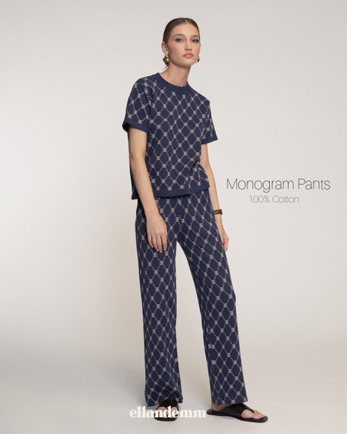 Navy Monogram Tee - EllandEmm