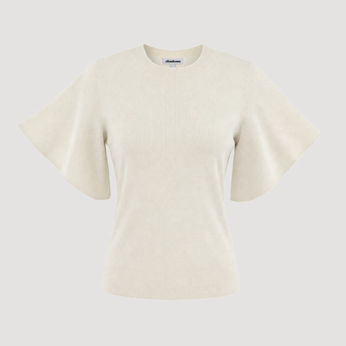 Cream – Carolyn Flutter Sleeve Tee