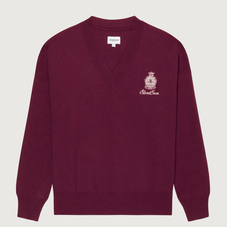 EE Classic V Neck Sweater - Burgundy 