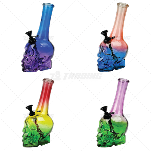 D&K Glass Skull Shape Base Glass Pipe with Gift Box Package - DK135