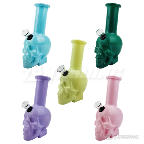 Skull Shape 5.5" Colored Mini Soft Glass Bong - BLMIN05-3