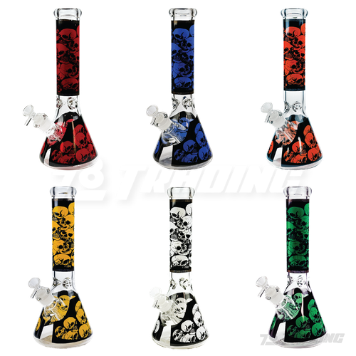 Skull Decal Beaker 14inches 7mm - FGSK14007