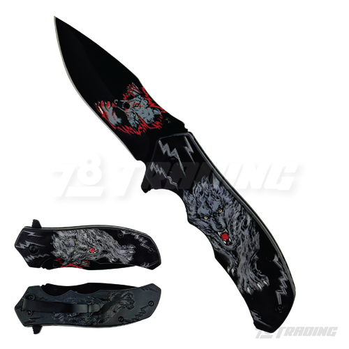 3D Wolf Design Handle 8" Knife - KS1927