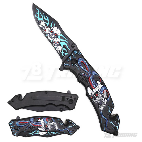 8" Snake & Skull Design Knife - KS1071