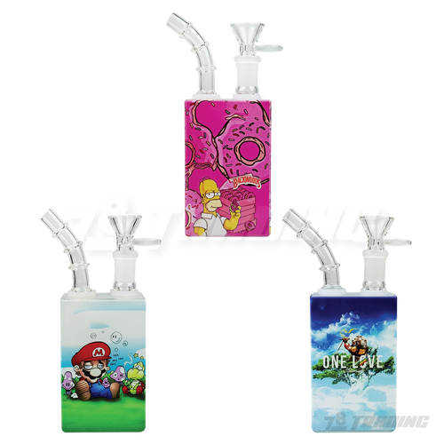 Square Juicy Box Cartoon Glass Pipe 7.5"