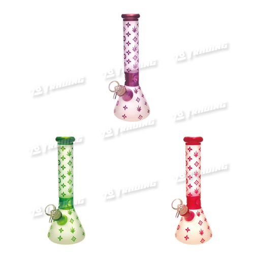INFINITI GLASS Colorful Monogram Pattern Beaker 10" 5mm GP1875 - 3Colors