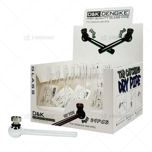 Tar Catching Dry Pipe - 5.5" Glass Tube Pipe with Metal Screen 24pcs / Box