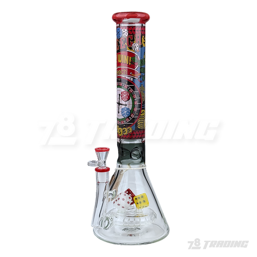 CHEECH Glass 15inches DICE-THEMED VIBRANT CASINO BEAKER - CHE375