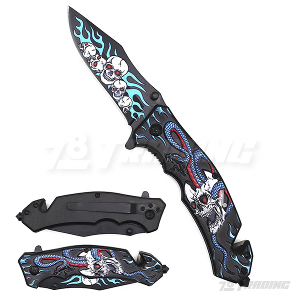 8" Snake & Skull Design Knife - KS1071