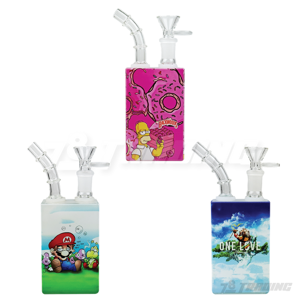 Square Juicy Box Cartoon Glass Pipe 7.5"