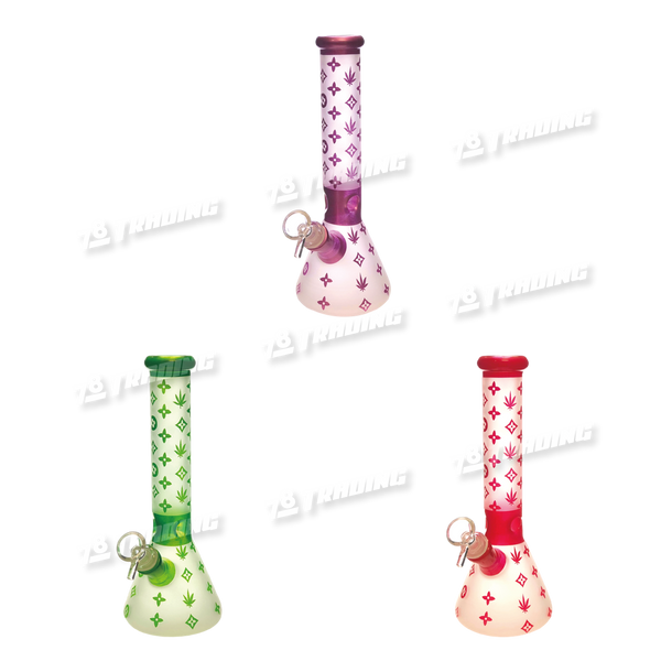 INFINITI GLASS Colorful Monogram Pattern Beaker 10" 5mm GP1875 - 3Colors
