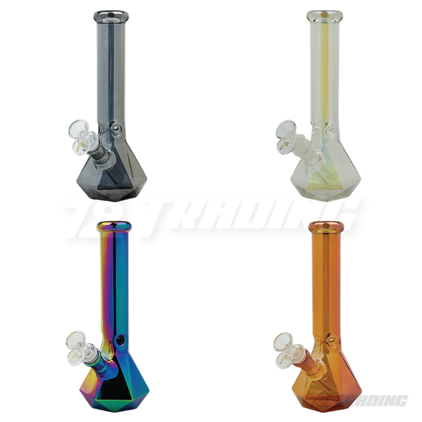 Metallic Chrome 10Inches Hexagon Base Glass Bong - H103804