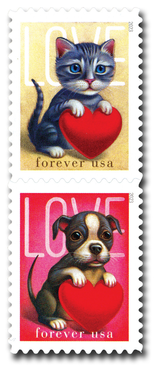 5745-46 - 2023 First-Class Forever Stamps - Love: Kitten & Puppy - Mystic  Stamp Company