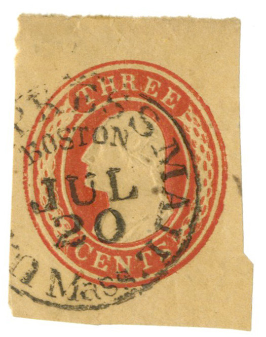 U10 185355 3c Red, Stamped Envelope Mystic Stamp Company