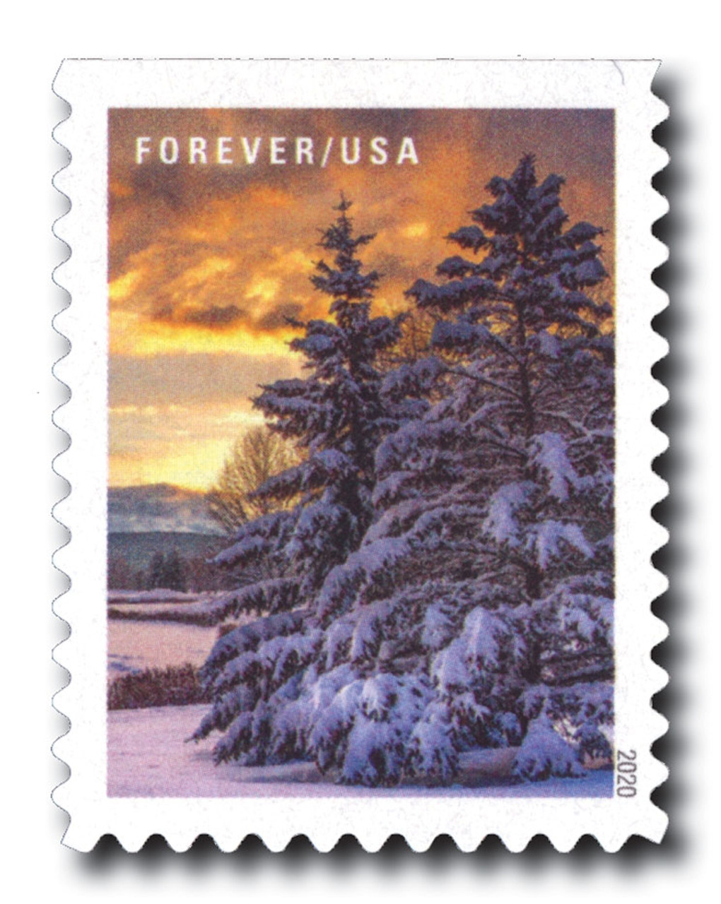 5534 - 2020 First-Class Forever Stamps - Winter Scenes: Snowy Morning at  Sunrise - Mystic Stamp Company