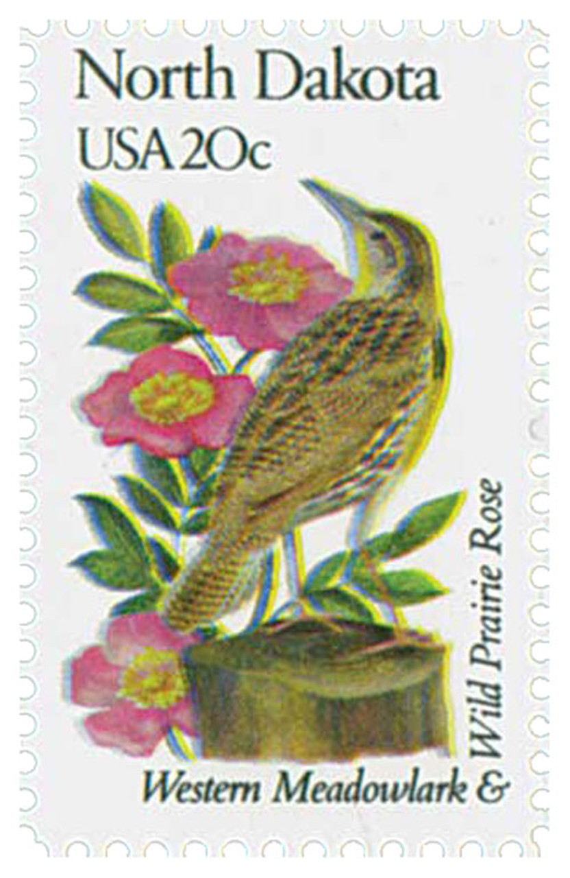 1986 - 1982 20c State Birds and Flowers: North Dakota - Mystic 