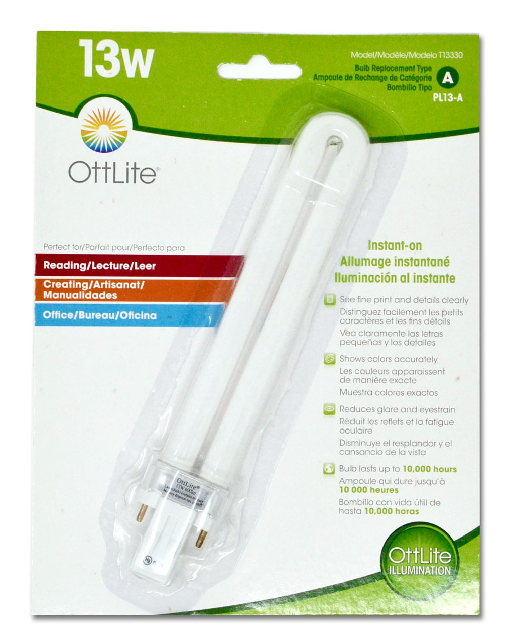 LS330 - Ott Lite Task Lamp 13 Watt Replacement Bulb, Fits
