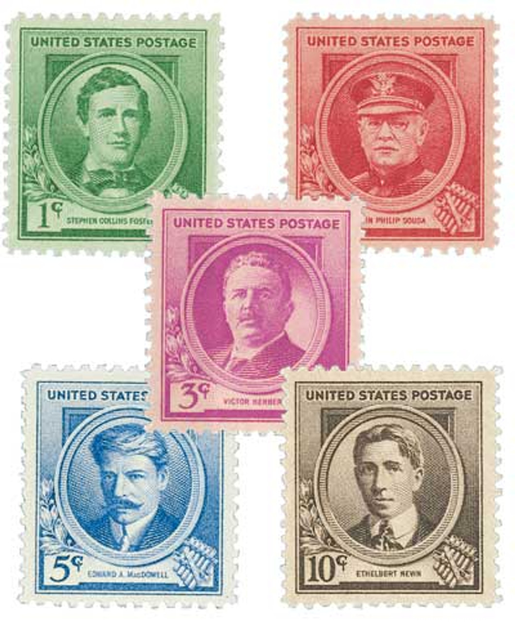 Famous US postage stamps