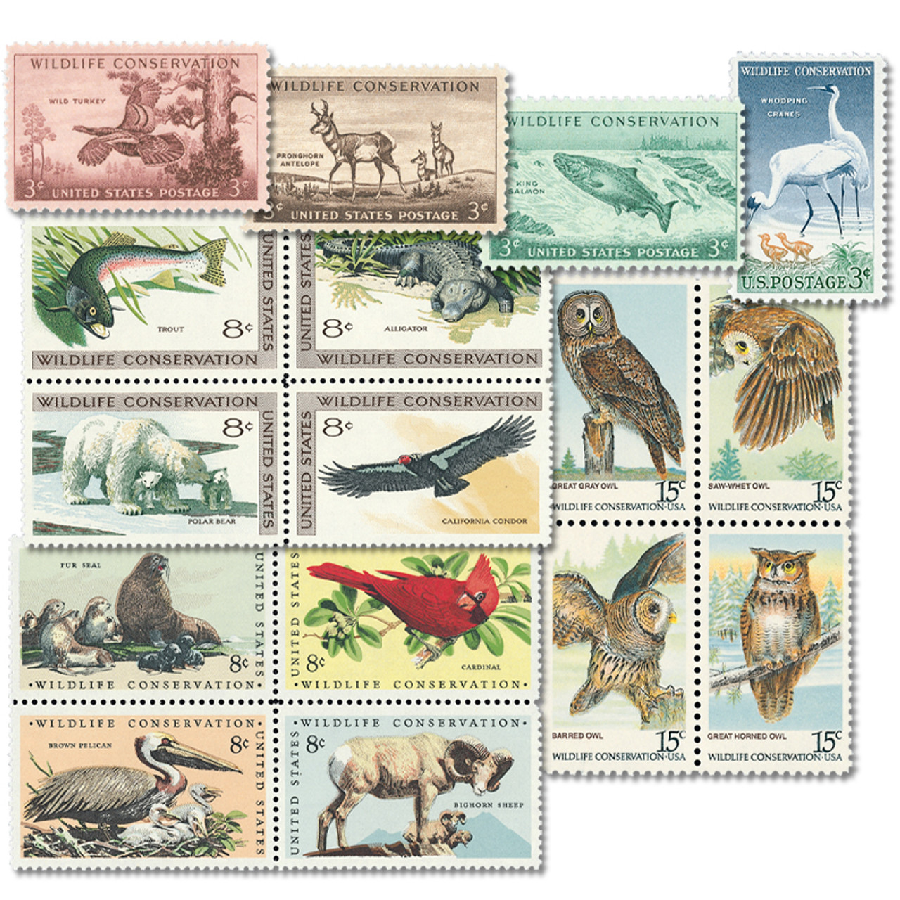 1077/1763 - Complete Set of 16, 1956-78 Wildlife Conservation 