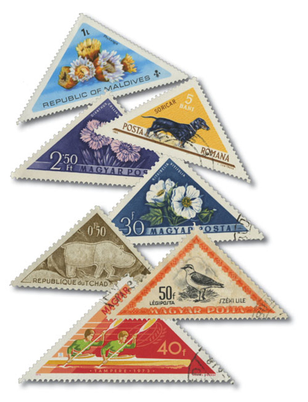 MP1944 - Triangle shaped stamps, 50v - Mystic Stamp Company