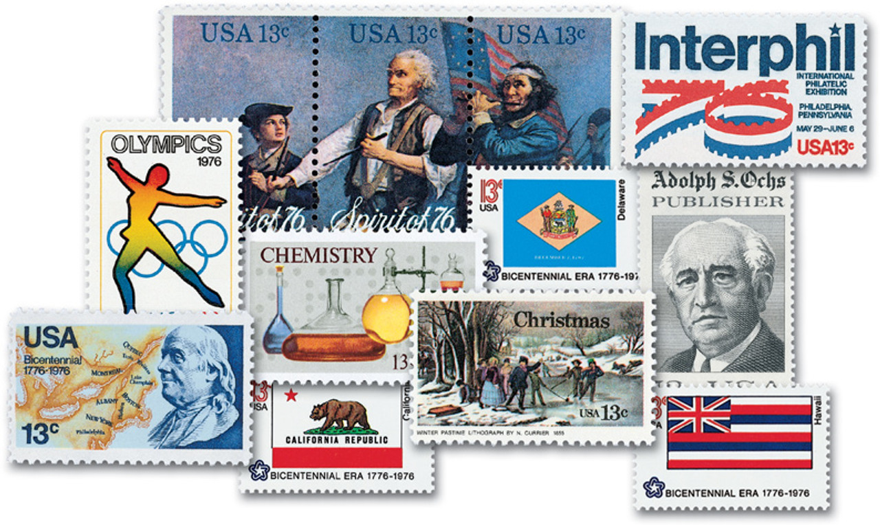 Collection of 7 Bicentennial International Stamps Including the