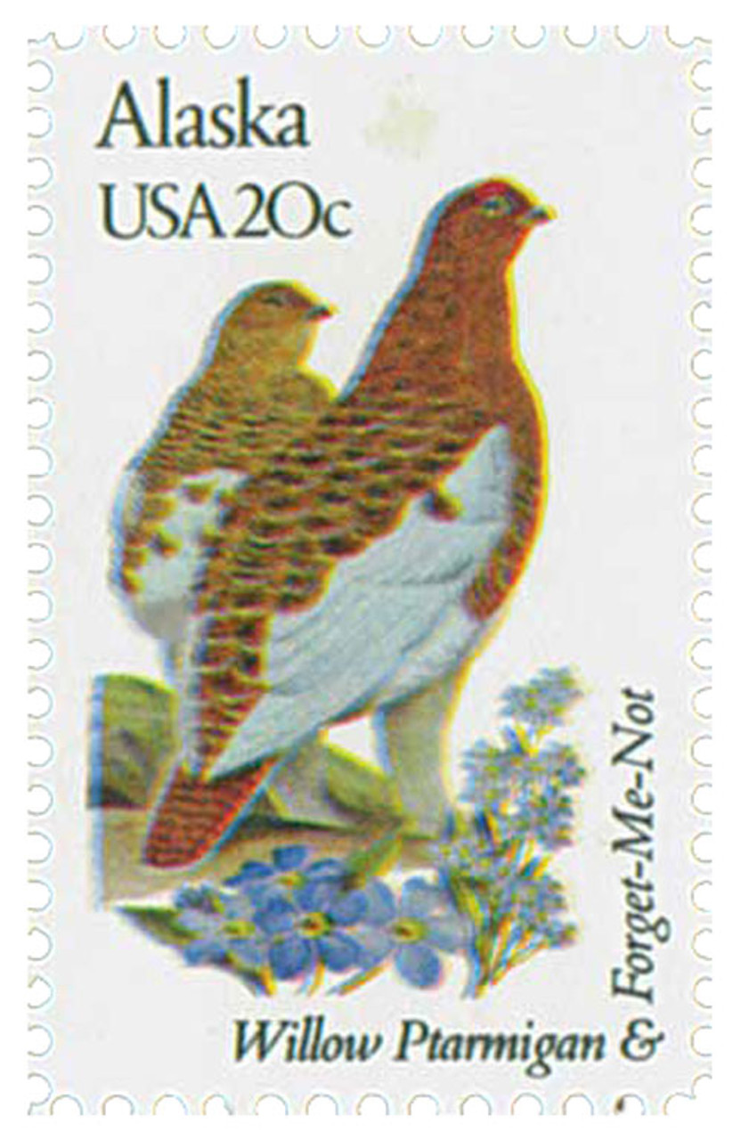 1954 - 1982 20c State Birds and Flowers: Alaska - Mystic Stamp Company