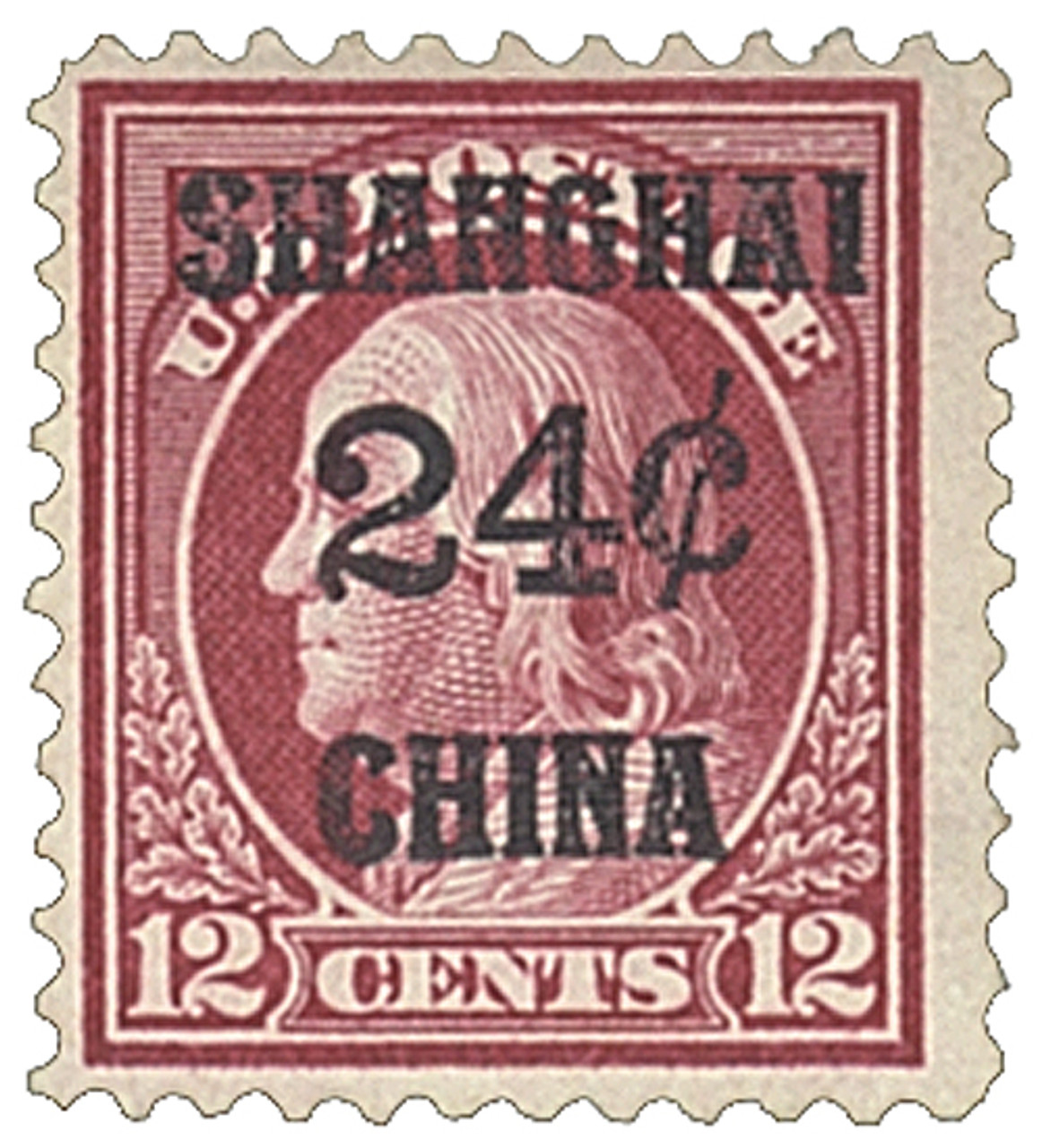 K11 - 1919 24c on 12c Brown Carmine, Shanghai Overprint - Mystic 