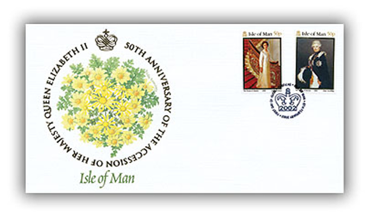 571249 - 2002 Queen's Golden Jubilee Isle of Man FDC - Mystic