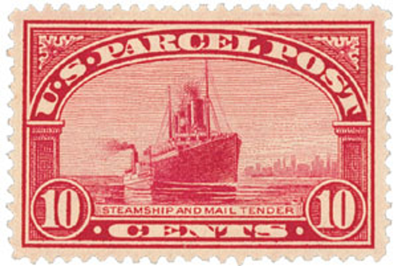 Q6 - 1913 10c Parcel Post Stamp - Steamship & Mail Tender - Mystic