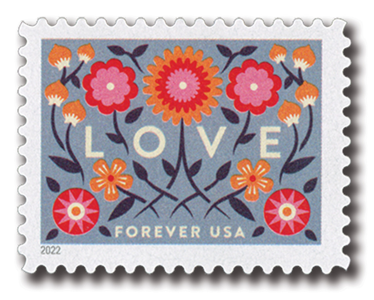 5661 - 2022 First-Class Forever Stamp - Love: Pink Background