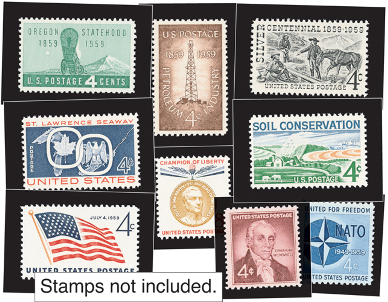 YS1959C - 1959 Complete Commemorative Year Set, 15 stamps - Mystic