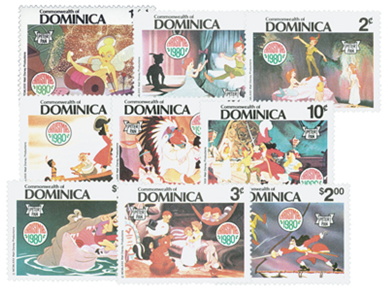 MDS252A - 1980 Disney Celebrates Christmas, Mint, Set of 9 Stamps 