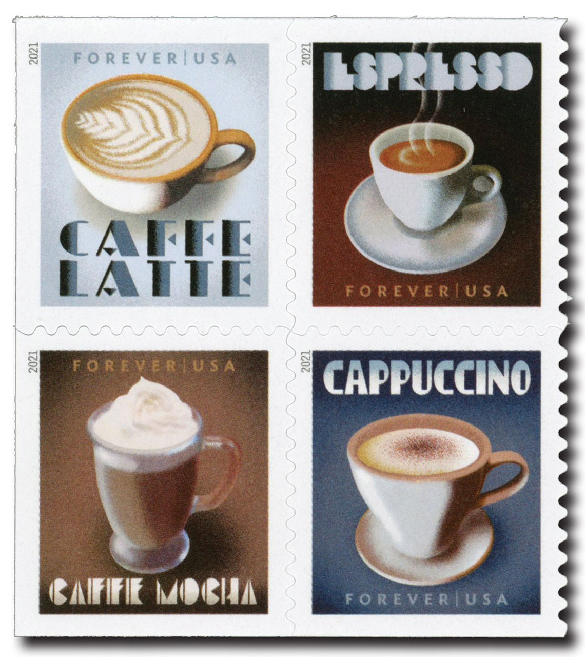 5569-72 - 2021 First-Class Forever Stamps - Espresso Drinks - Mystic Stamp  Company