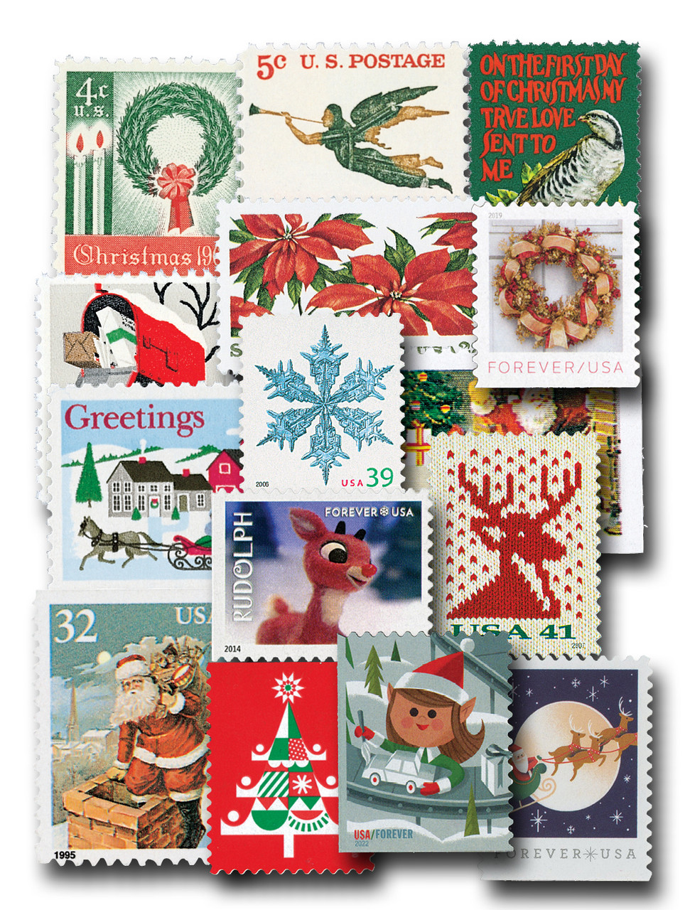 5722 - 2022 First-Class Forever Stamps - Christmas Elves: Elf and Teddy  Bear - Mystic Stamp Company