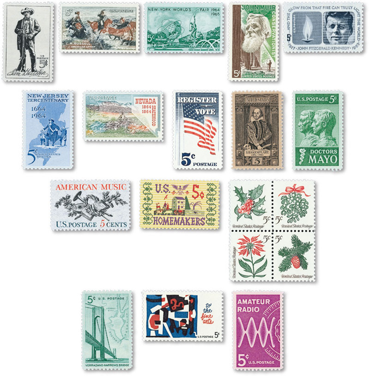 Collection of 23 Vintage USA Commemorative Stamps 1958 to 1960 #1110 to  1149 ULH