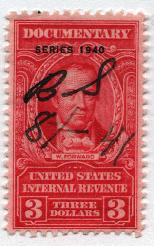 R302 1940 3 US Internal Revenue Stamp engraved, watermark, perf 11