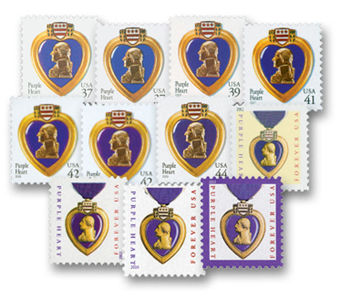 3784/5419 - 2003-19 Purple Heart, complete set of 11 stamps - Mystic Stamp  Company