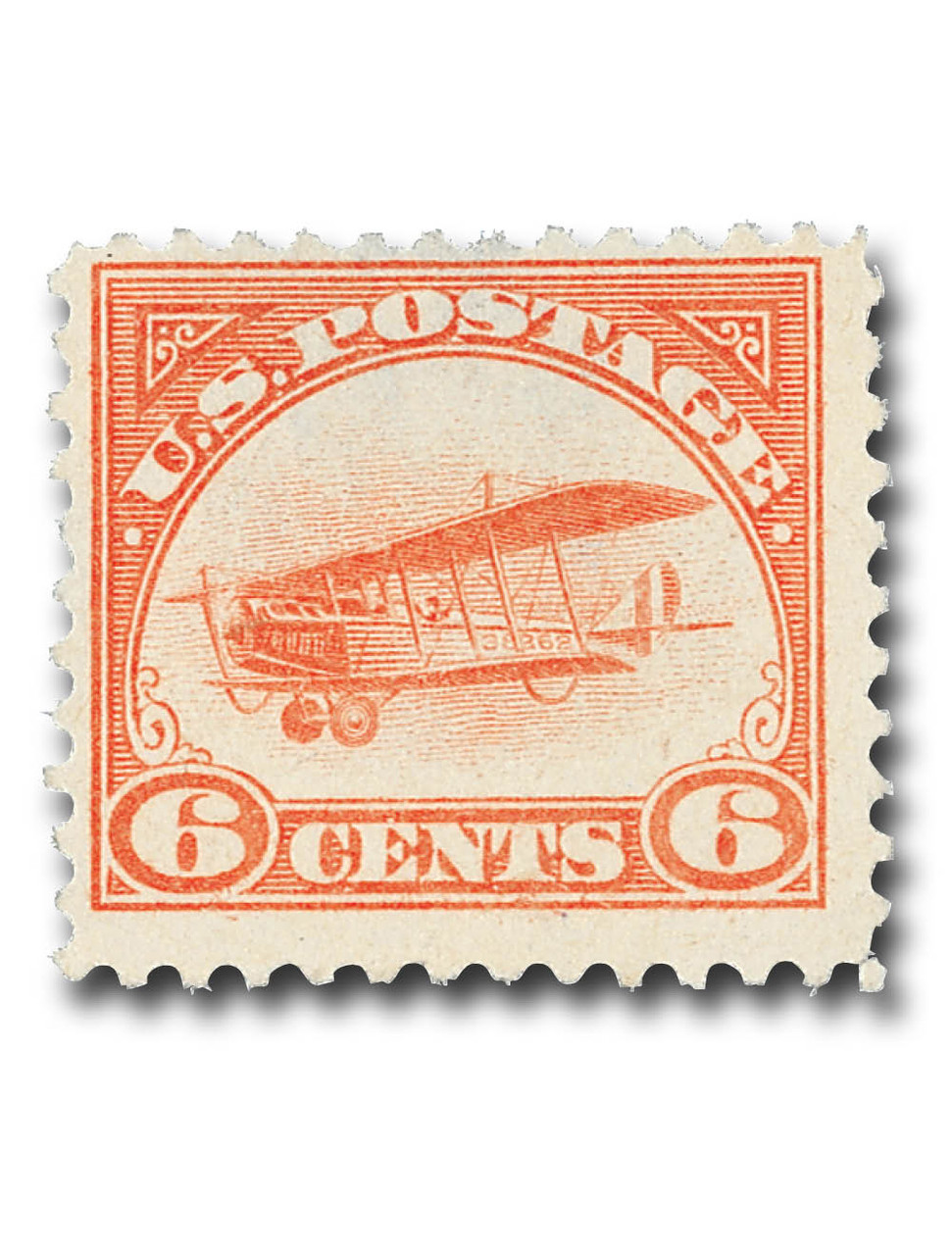 C1 - 1918 6c Curtiss Jenny, orange - Mystic Stamp Company