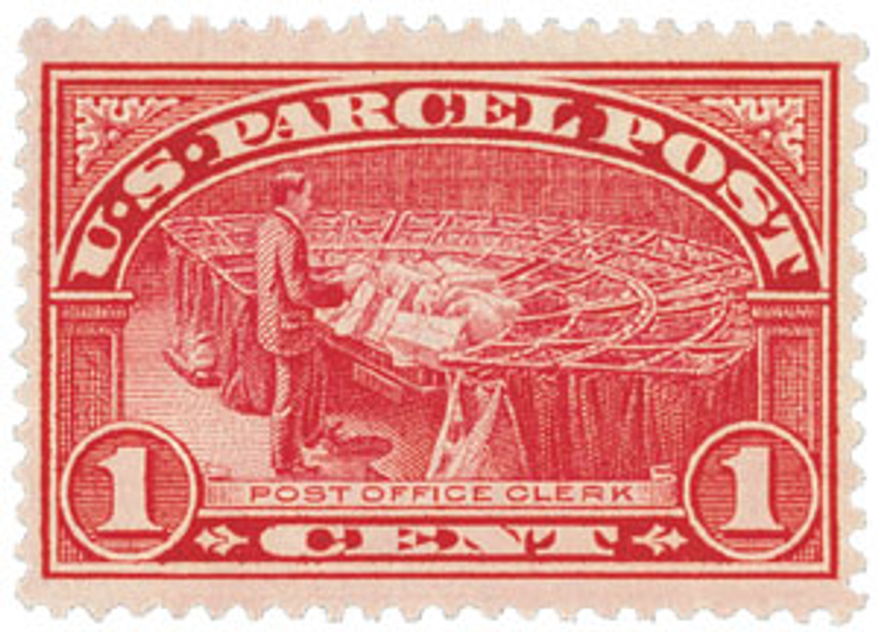 Q1 - 1912-13 1c Parcel Post Stamp - Post Office Clerk - Mystic Stamp Company