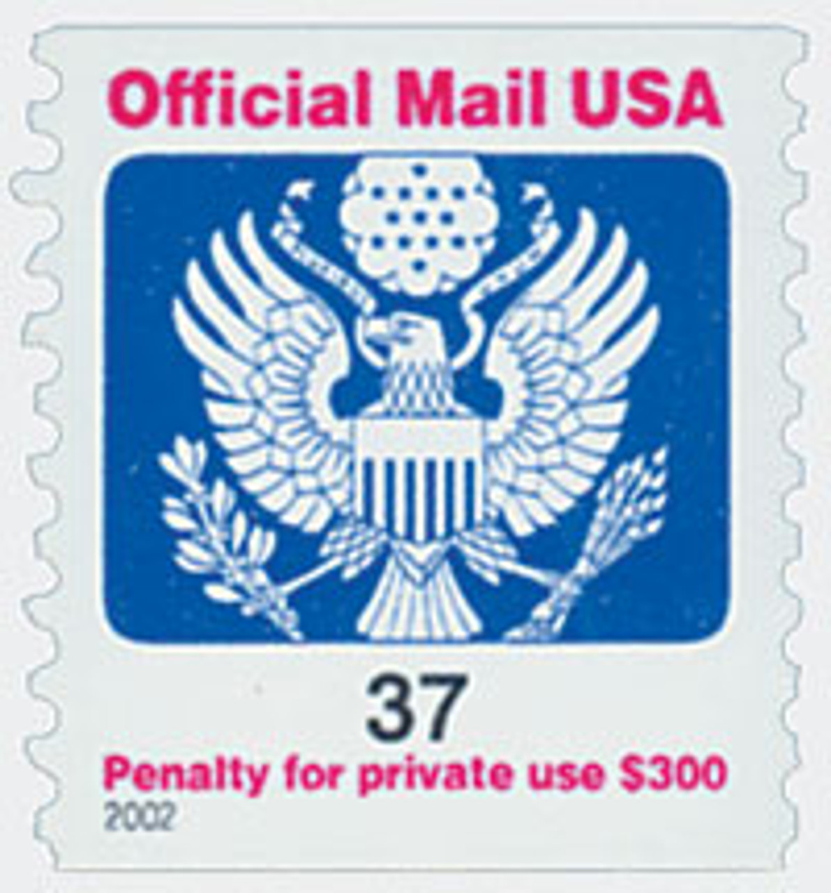 O159 - 2002 37c Red, Blue and Black, Official Mail - Mystic Stamp 