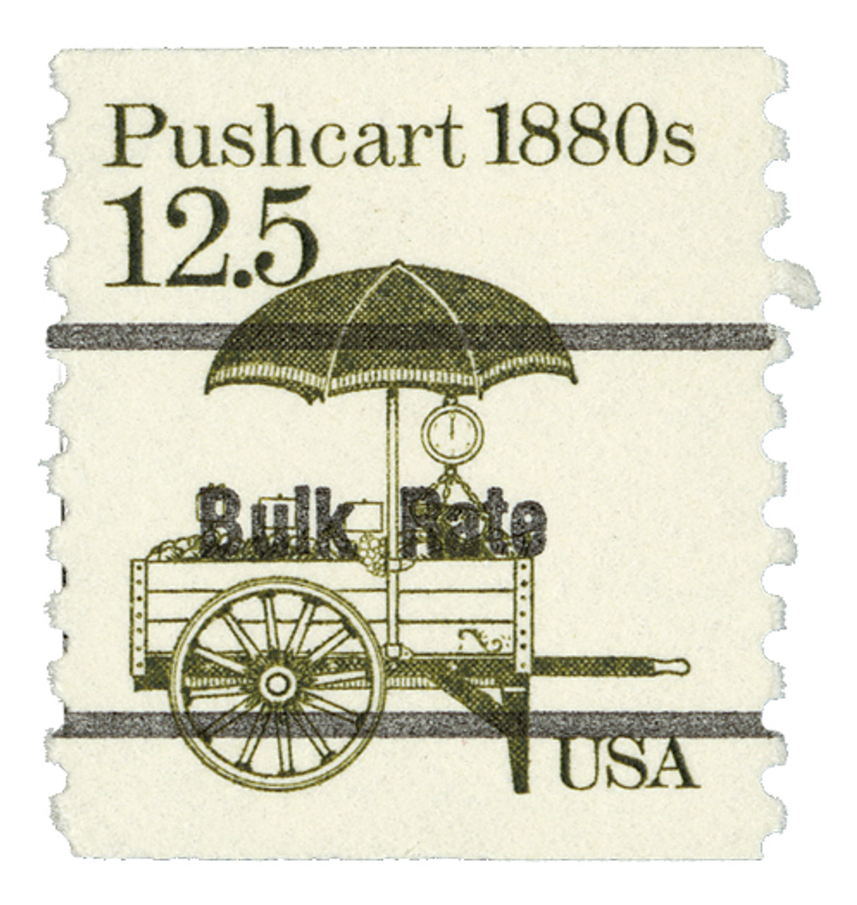 12.5 Cent Pushcart Postage Stamps // Set of 10 // UNUSED Vintage